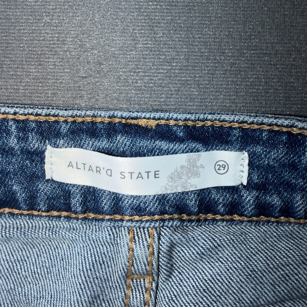 Altar'd State Wide Leg Jean Women 29 Blue High Rise Button Fly DP593 Medium Wash - Picture 2 of 10